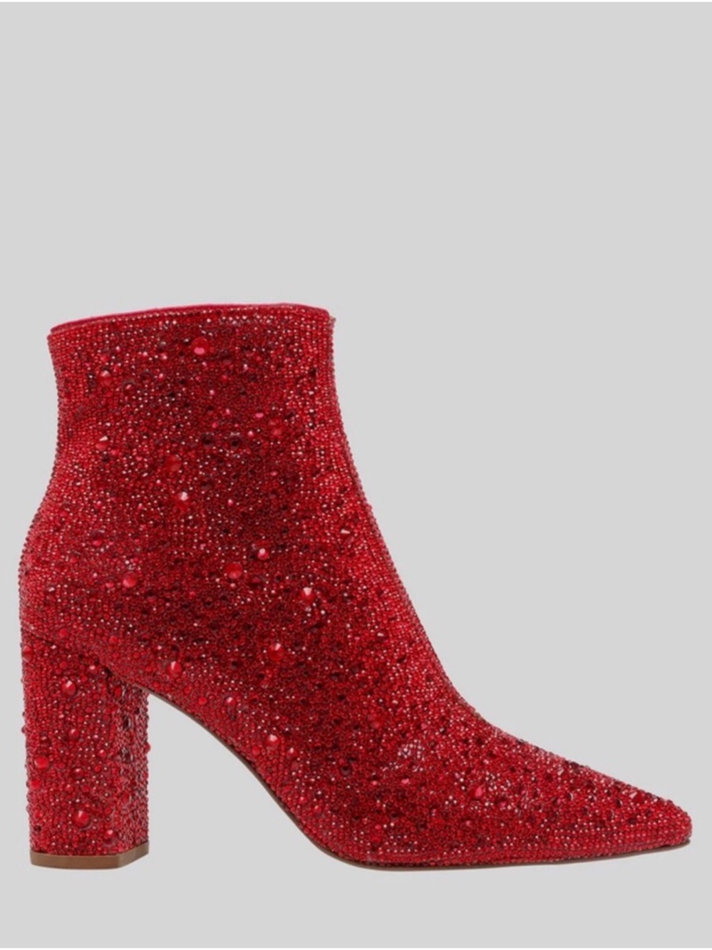 Betsey Johnson Red Crystal Embellished Pointed Ankle Boot